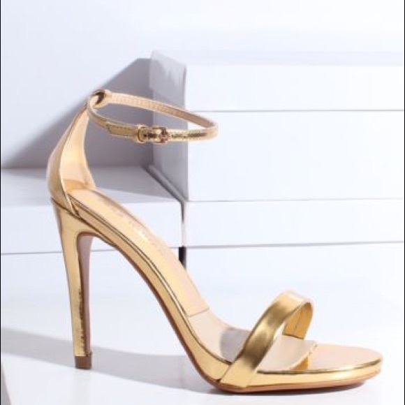 thin strap gold heels